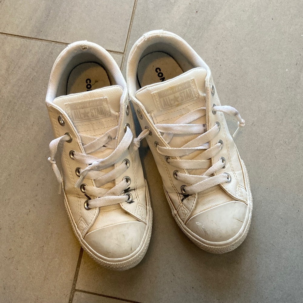 Converse white leather sneakers size 37